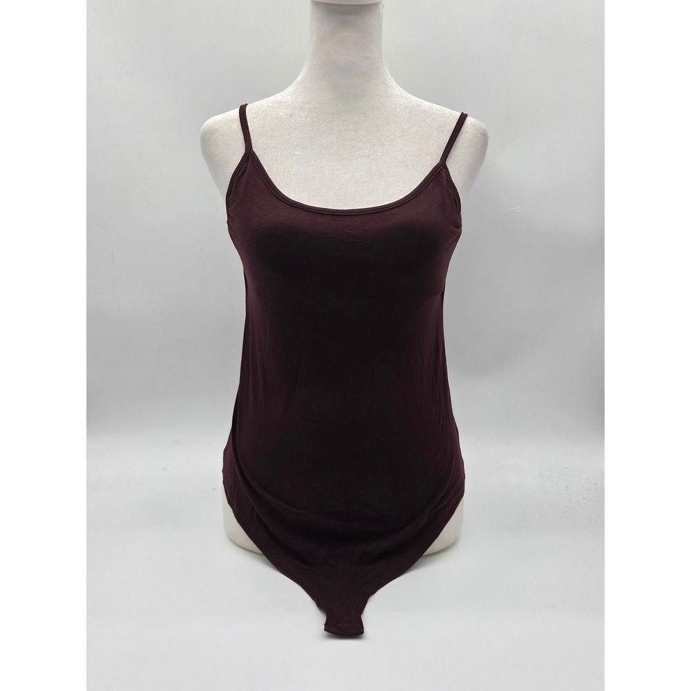 Olivaceous Large Burgundy Modal Spandex Cami Bodysuit Scoop Neck 101-451